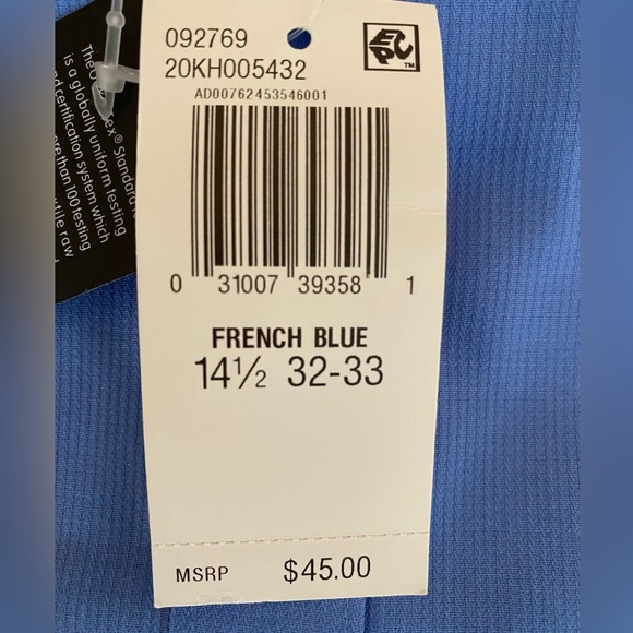 Men’s VAN HEUSEN Classic Fit French Blue Button Up Dress Shirt Size 14 1/2 NWT - Picture 5 of 9